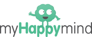 myHappymind mental health and wellbeing Hero Image with logo character Fred