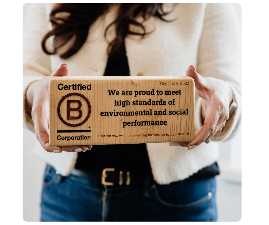B Corporation logo is featured on the website as myHappymind is a B Corp certified business.